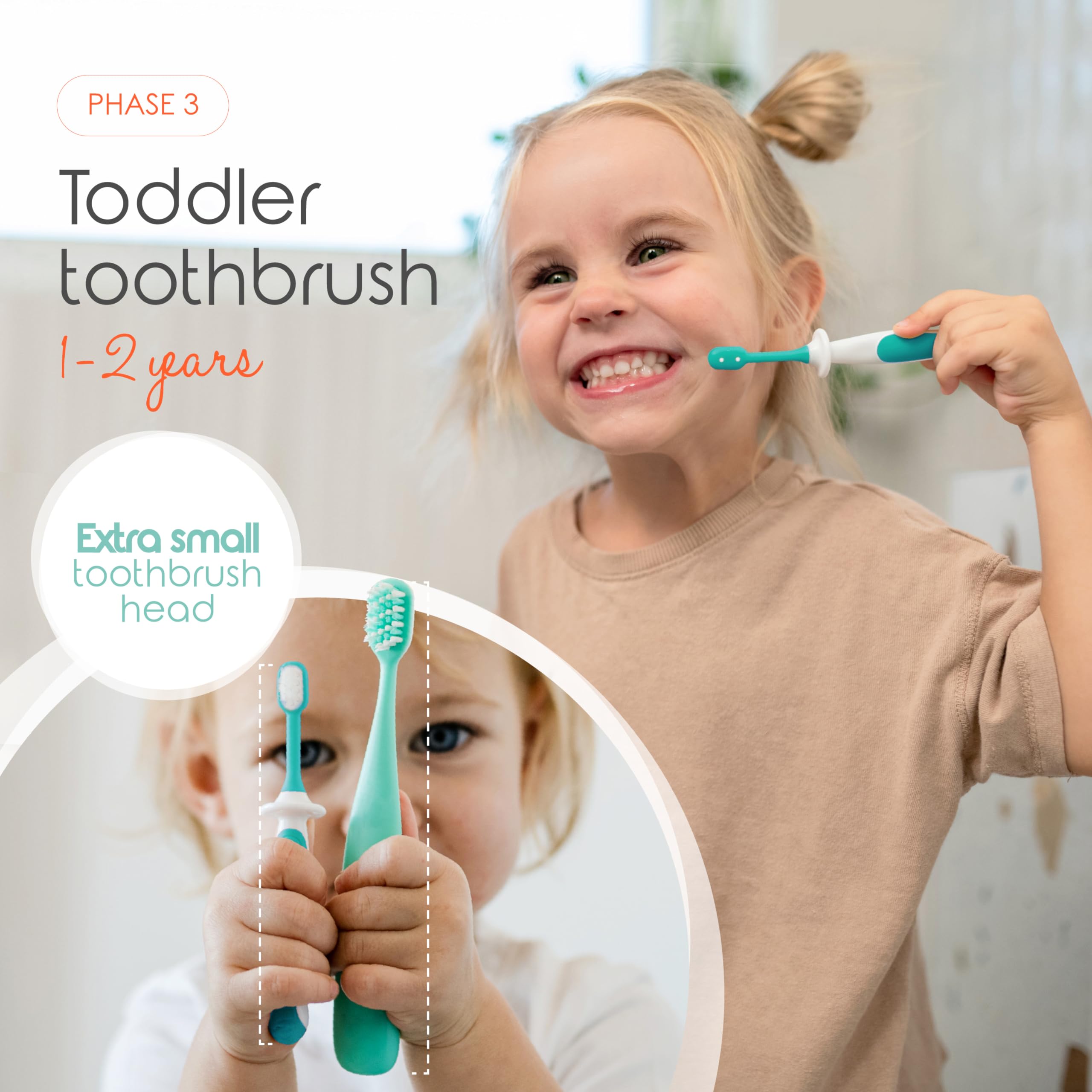 Close-up of BPA-free, safety-tested Cherish Baby Care toothbrushes