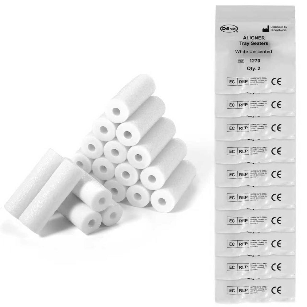 Close-up of chewies for Invisalign aligners