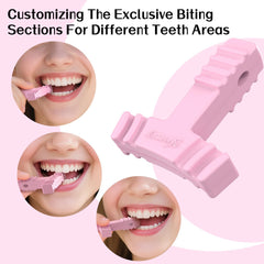 Grooved bite zones for even pressure on chewies
