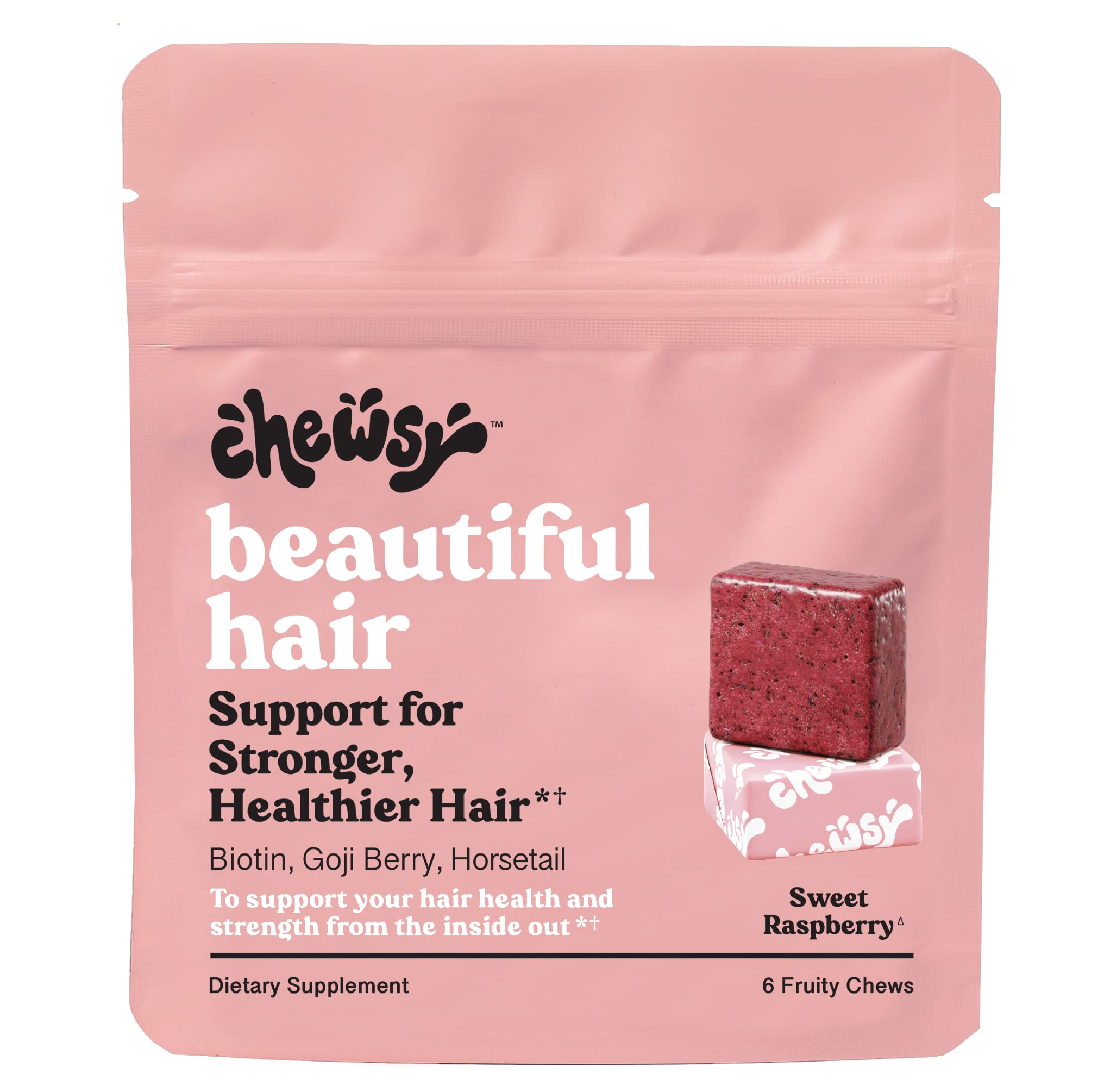 Chewsy Beautiful Hair Chews 6-day supply pack on white background