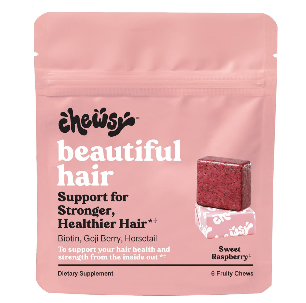 Chewsy Beautiful Hair Chews 6-day supply pack on white background
