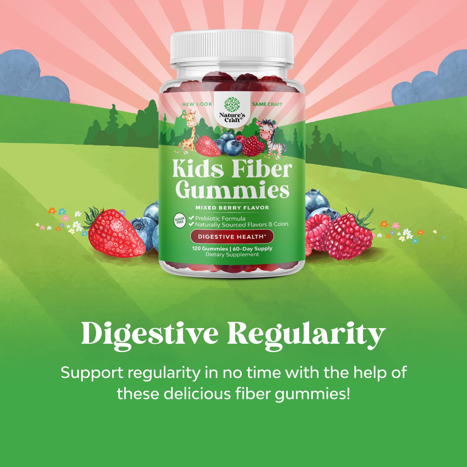 Children taking a fiber gummy with a meal