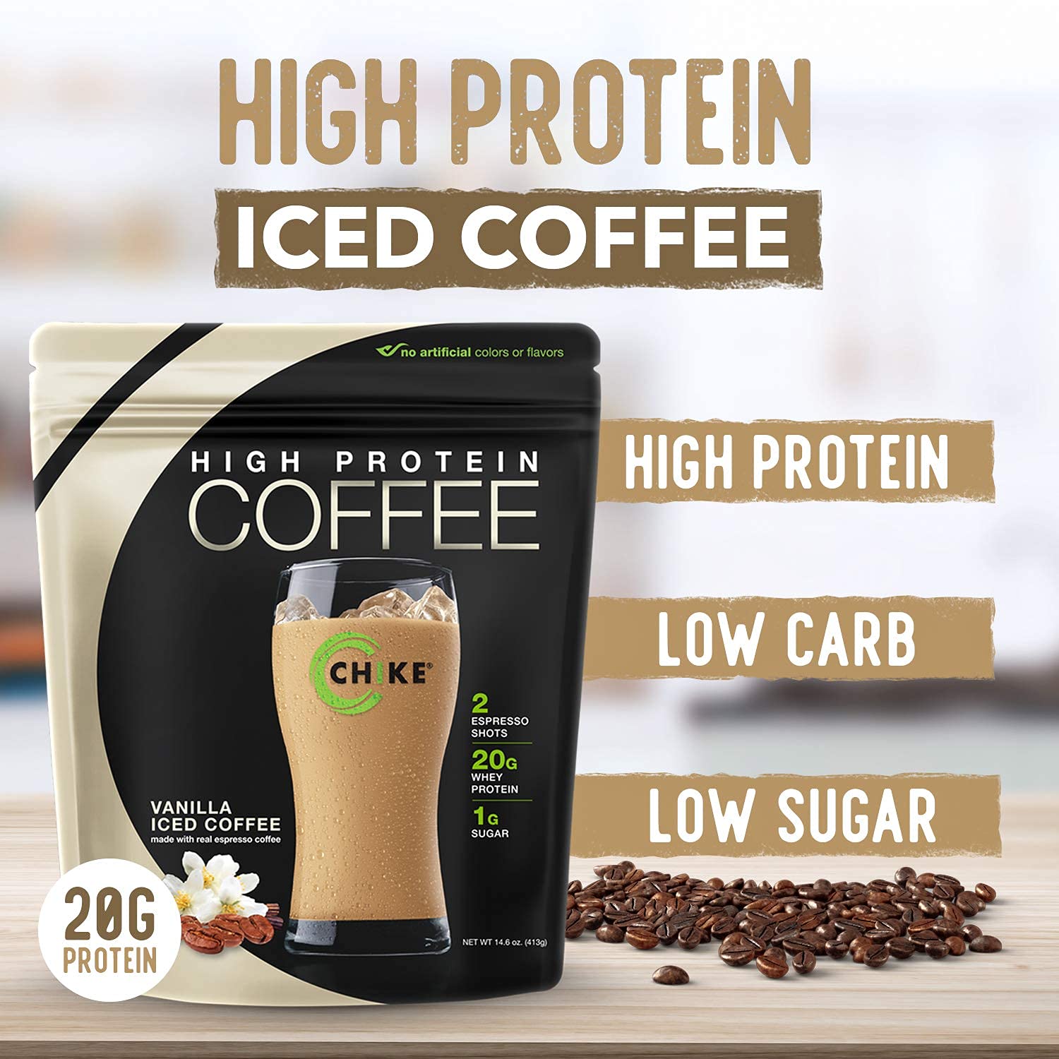 Gluten-free and keto-friendly claims on CHIKE packaging