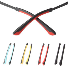 Close-up of silicone eyeglass end tips applied to glasses legs