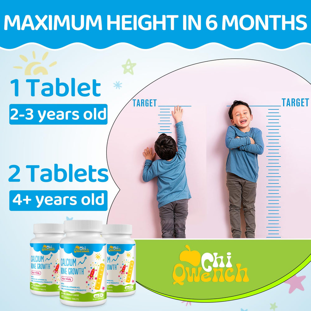 Child taking an orange calcium vitamin chewable