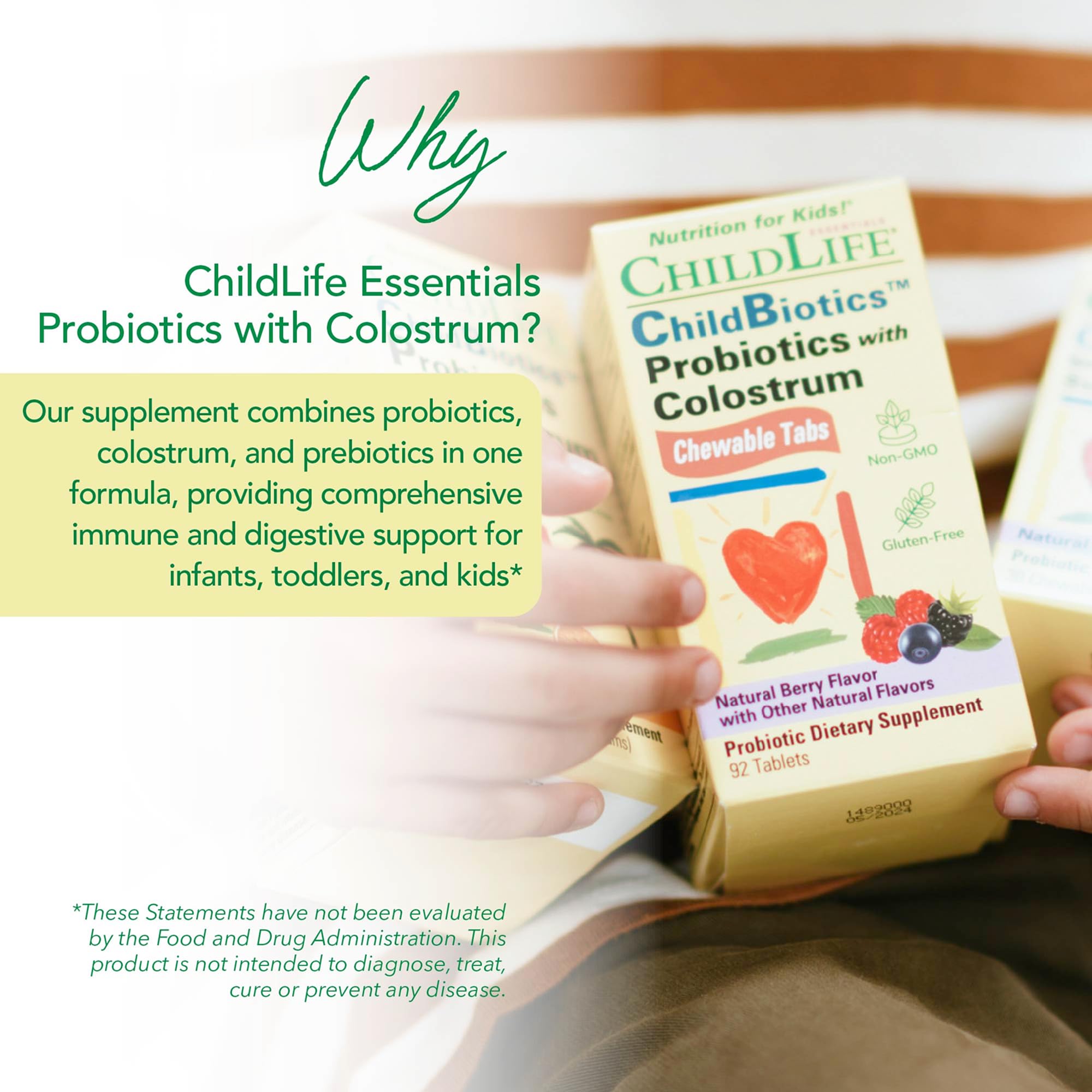 ChildBiotics bottle highlighting digestive health benefits