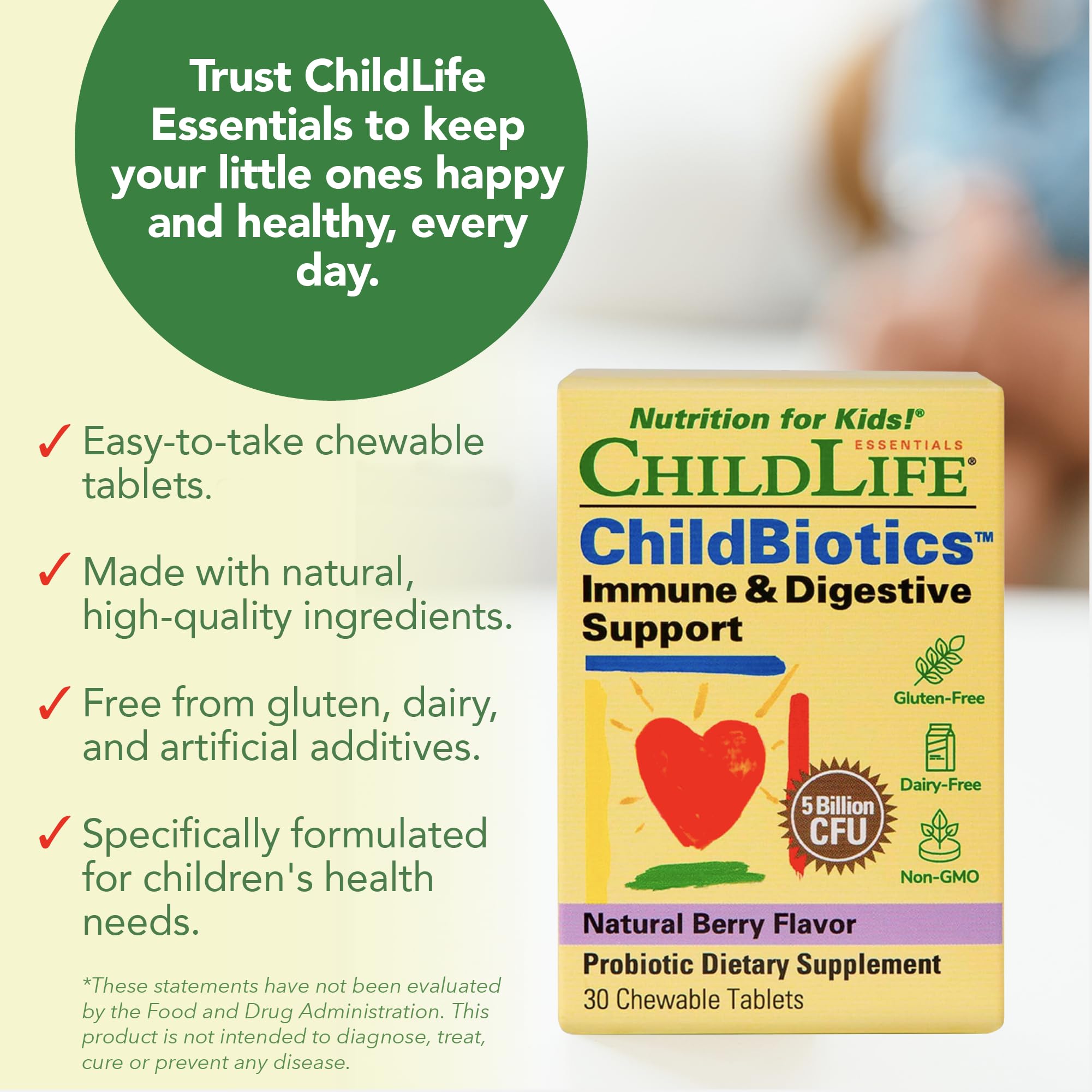 Berry flavor chewable tablet image for CHILDLIFE ESSENTIALS Childbiotics