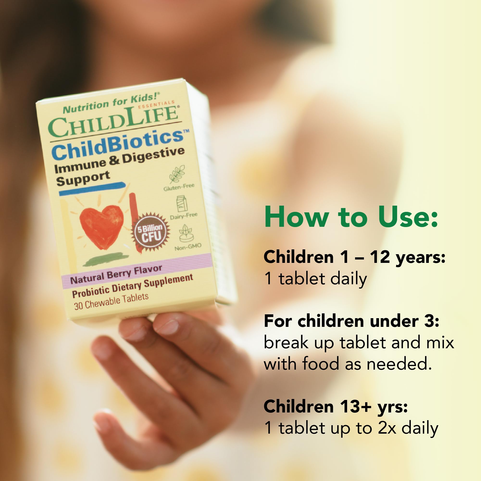 Bottle and cap of CHILDLIFE ESSENTIALS Childbiotics probiotic