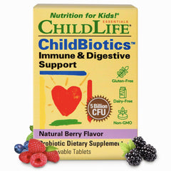Front view of CHILDLIFE ESSENTIALS Childbiotics probiotic bottle