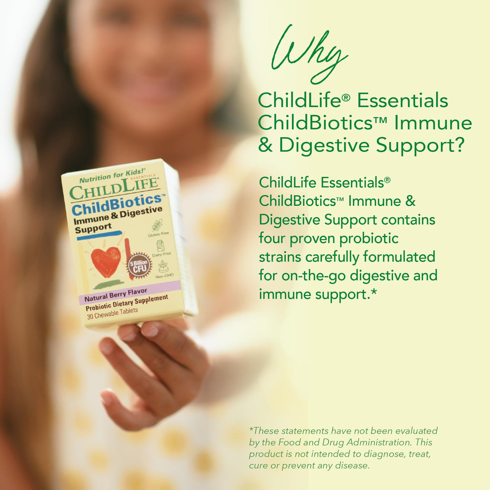 Nutrition facts and probiotic strains details for Childbiotics