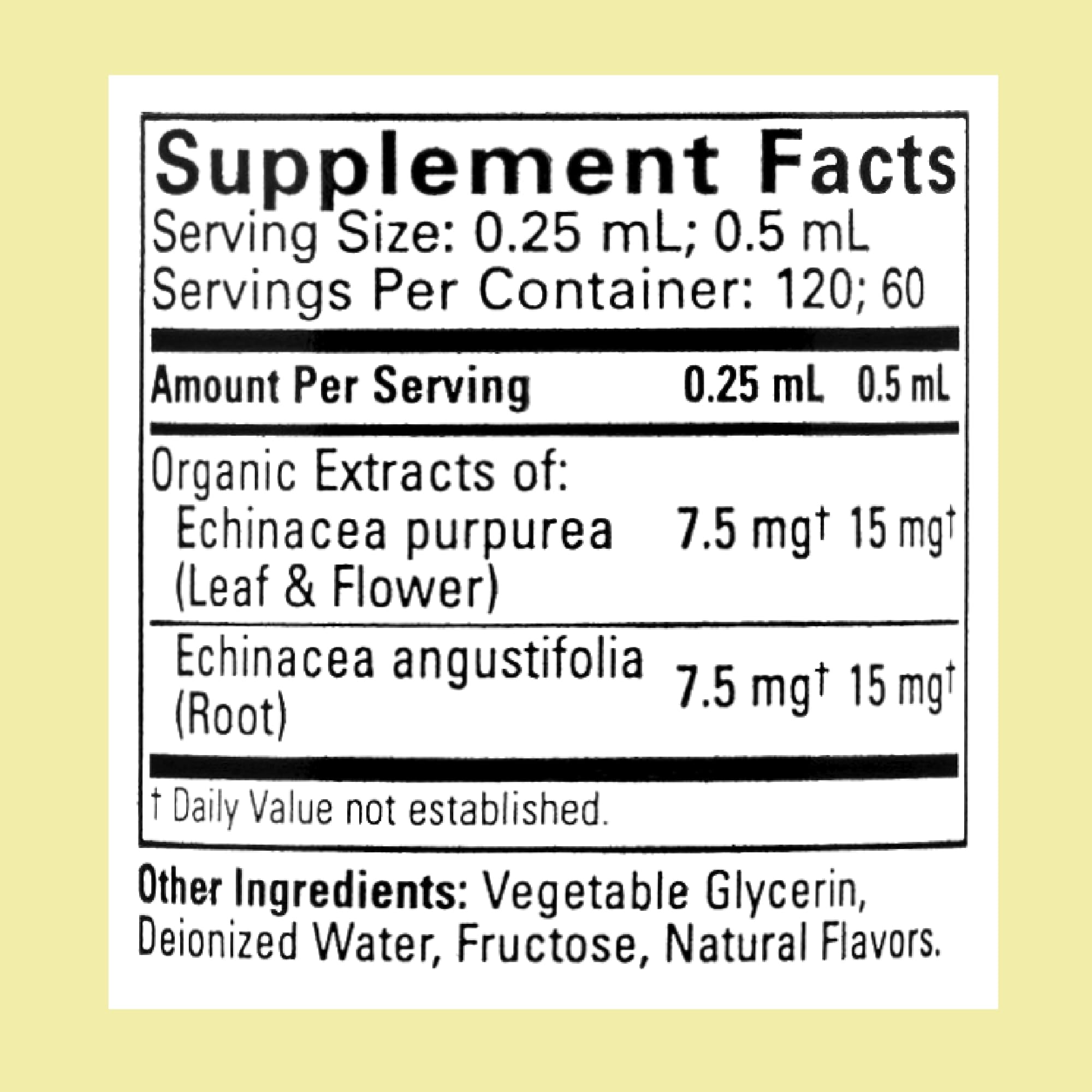 Dropper dispensing echinacea drops