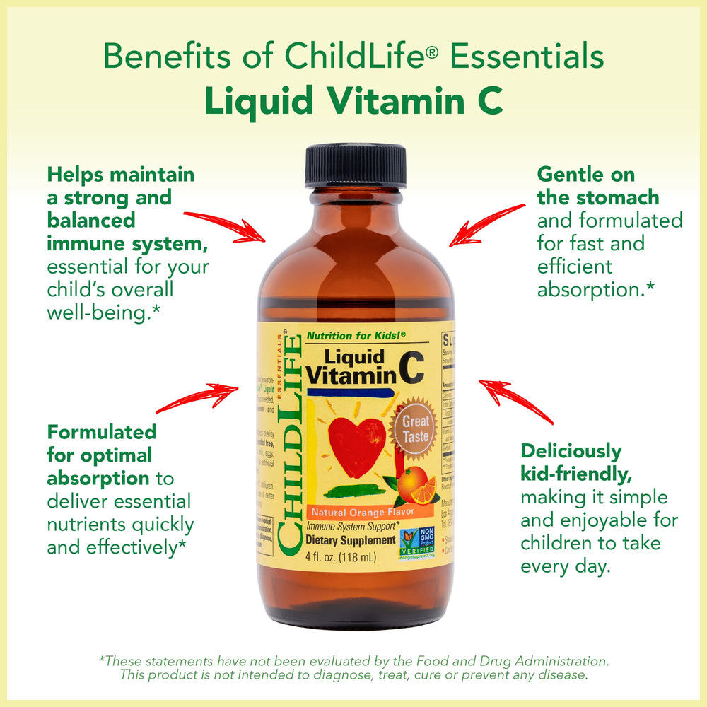 Usage guidance for CHILDLIFE Essentials Liquid Vitamin C by age group
