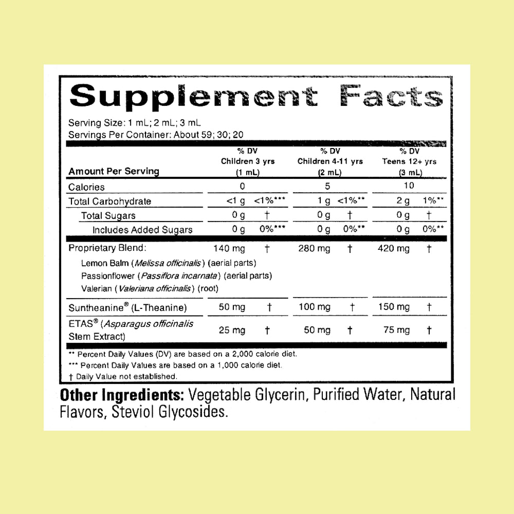 Dropper of Sleep Essential Berry flavor showing 1 mL dosage for kids