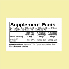 Two bottles of CHILDLIFE Essentials Vitamin K2 Drops with berry flavor
