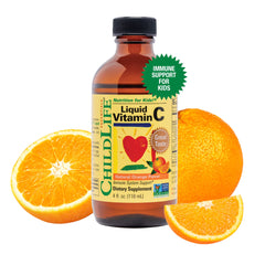Front view of CHILDLIFE ESSENTIALS Liquid Vitamin C 4 oz bottle
