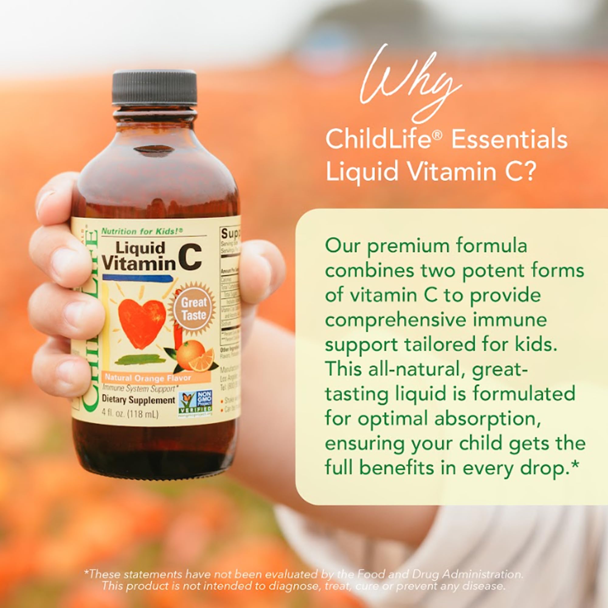 Natural orange flavor illustration for CHILDLIFE Essentials Vitamin C