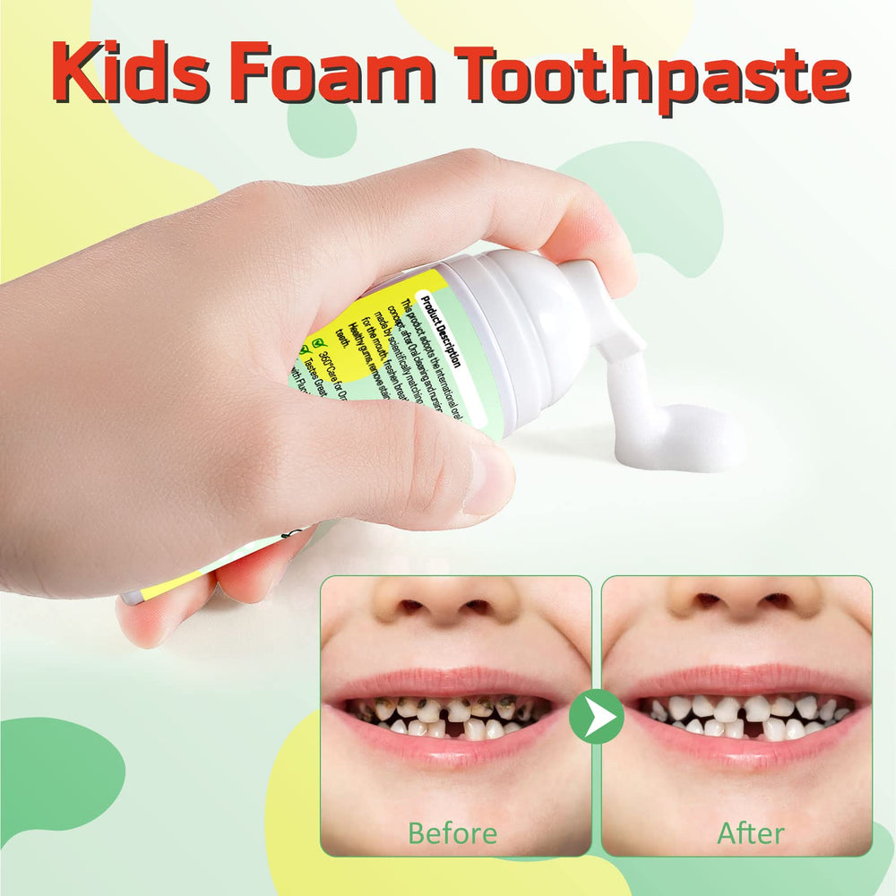 Child brushing with fruit-flavored toothpaste