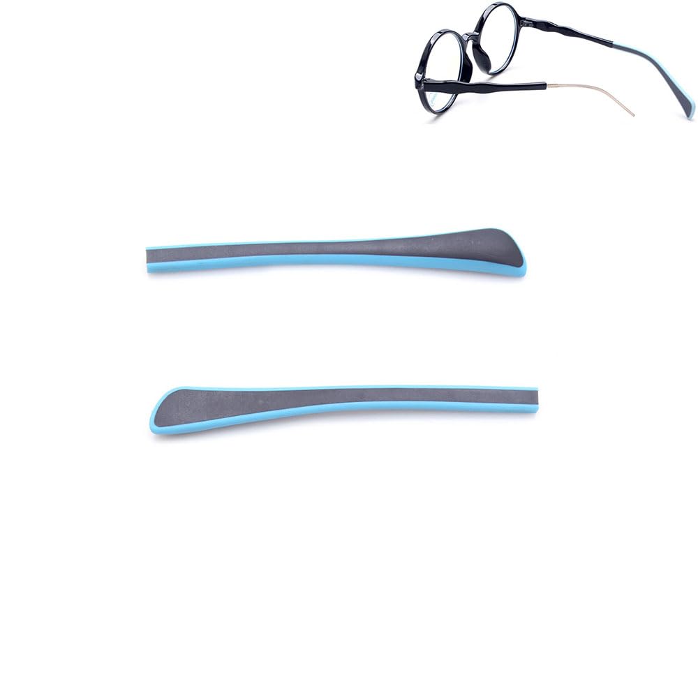 Children eyeglass end tips in black and blue