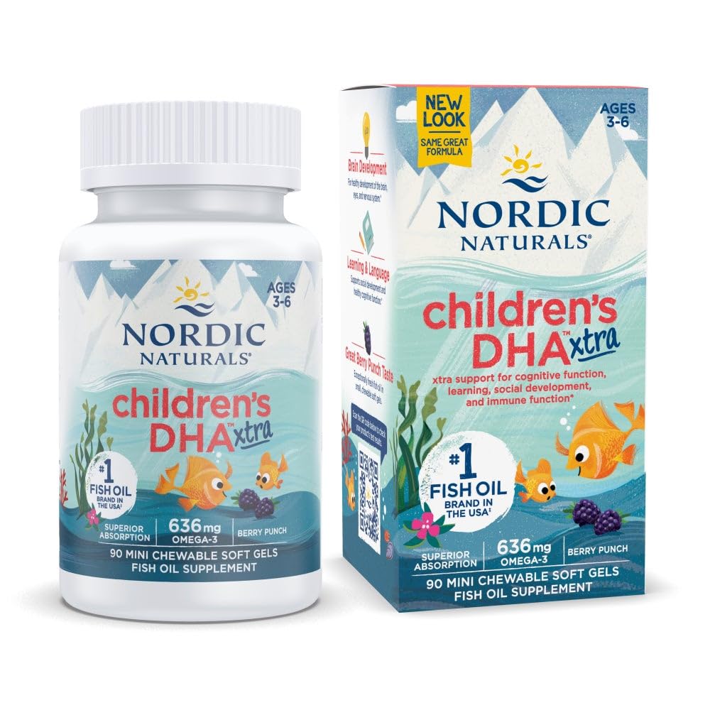 Nordic Naturals Children's DHA Xtra Berry Punch 90 mini chewable gels bottle