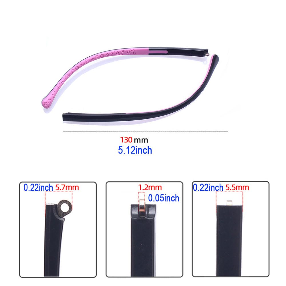 Close-up of TR silicone replacement arms for kids' glasses
