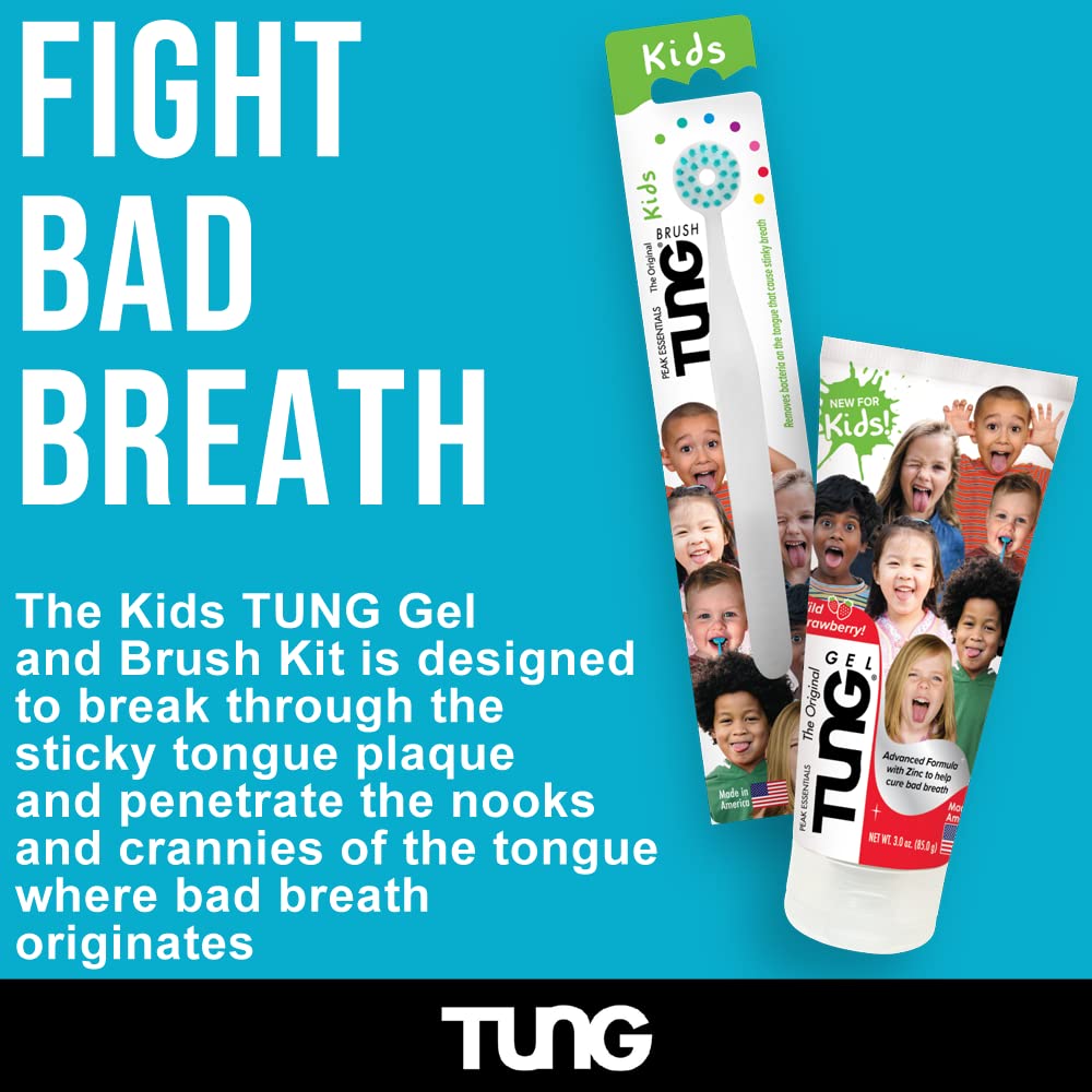 Children's tongue cleaner shown with colorful packaging