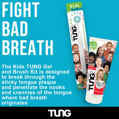Children's tongue cleaner shown with colorful packaging