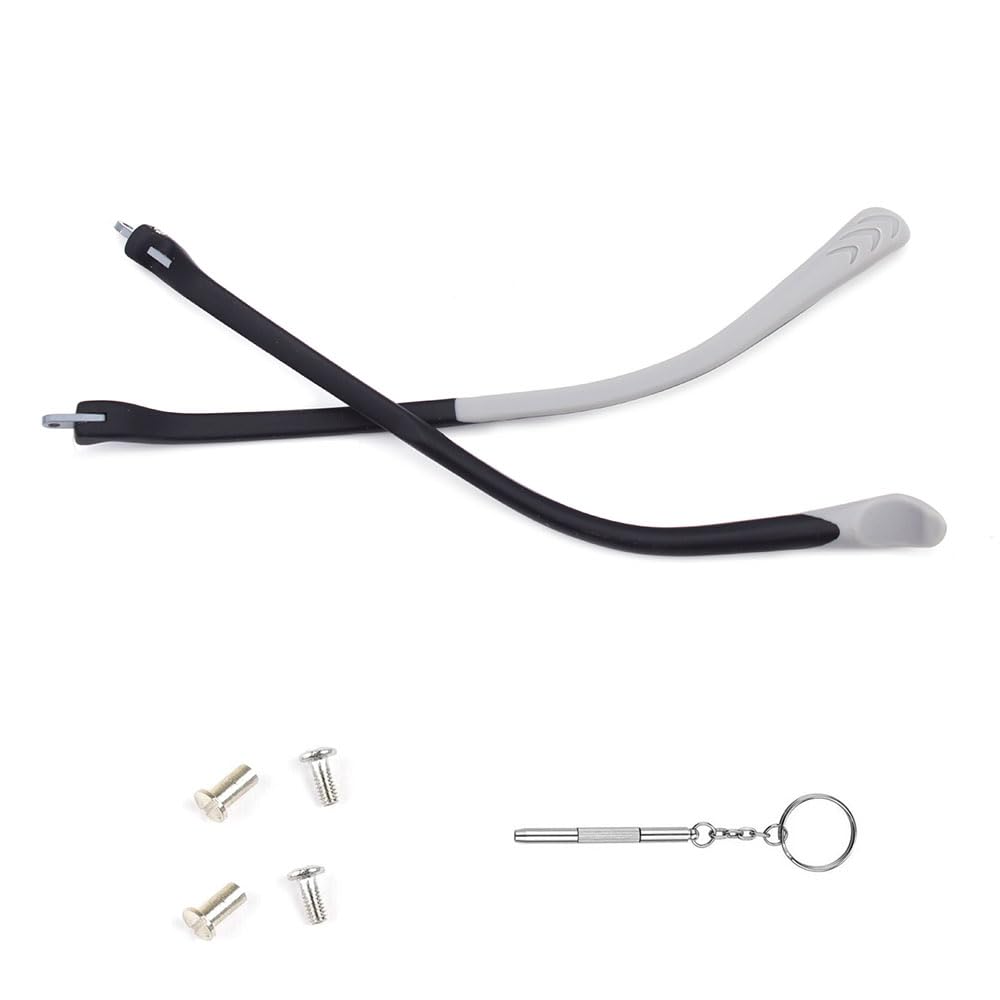 Replacement arms for children's glasses made of silicone in black and grey, 128mm length
