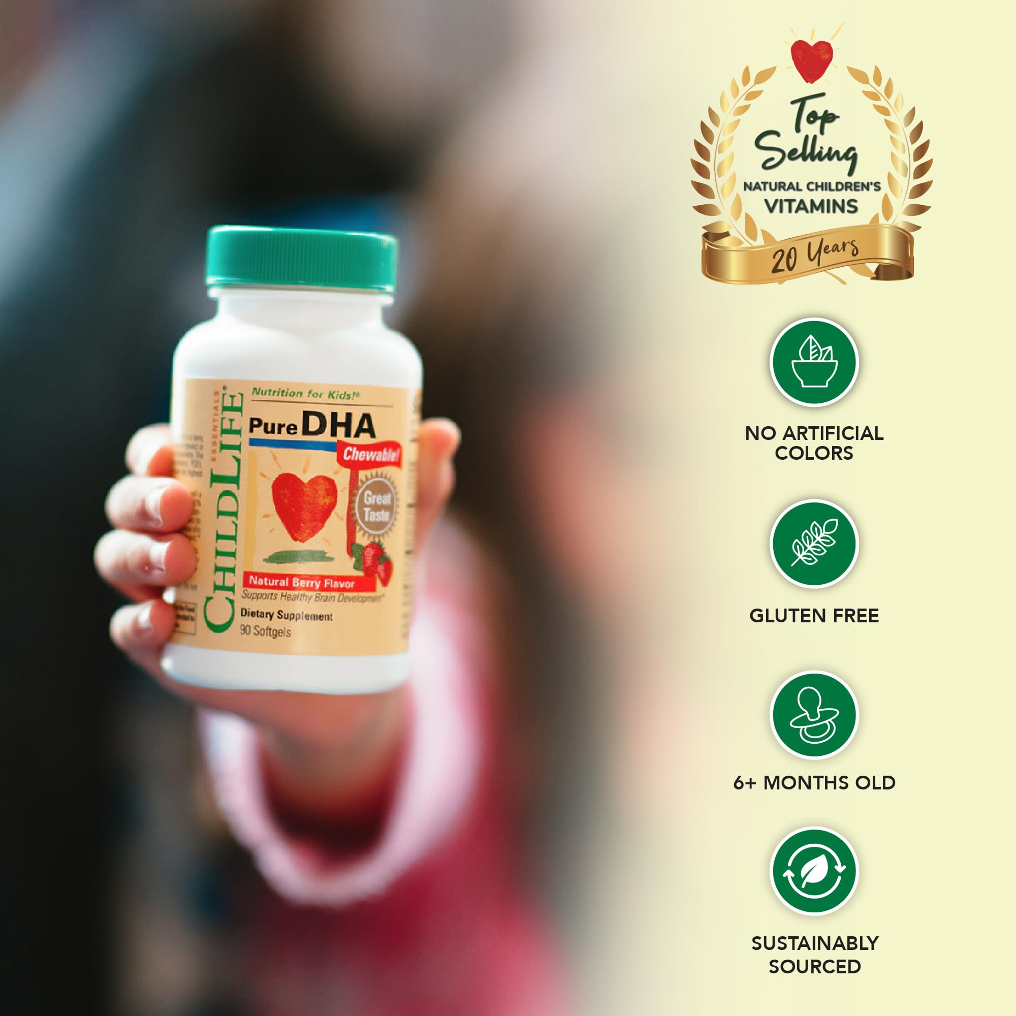 Purified and sustainably sourced DHA supplement label
