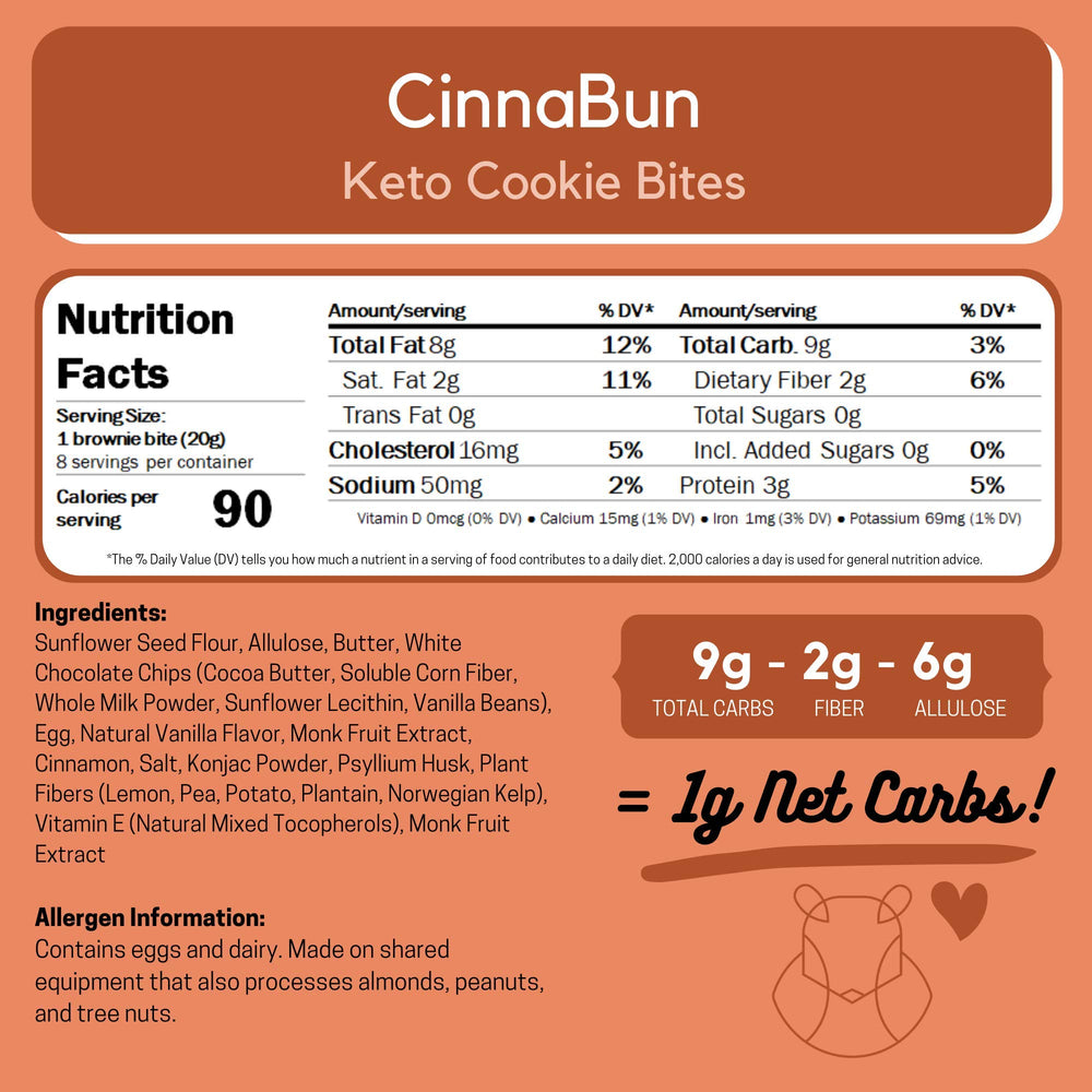 ChipMonk Cinnabun Keto Cookies Bites 2 Pack 16 Bites pack shot