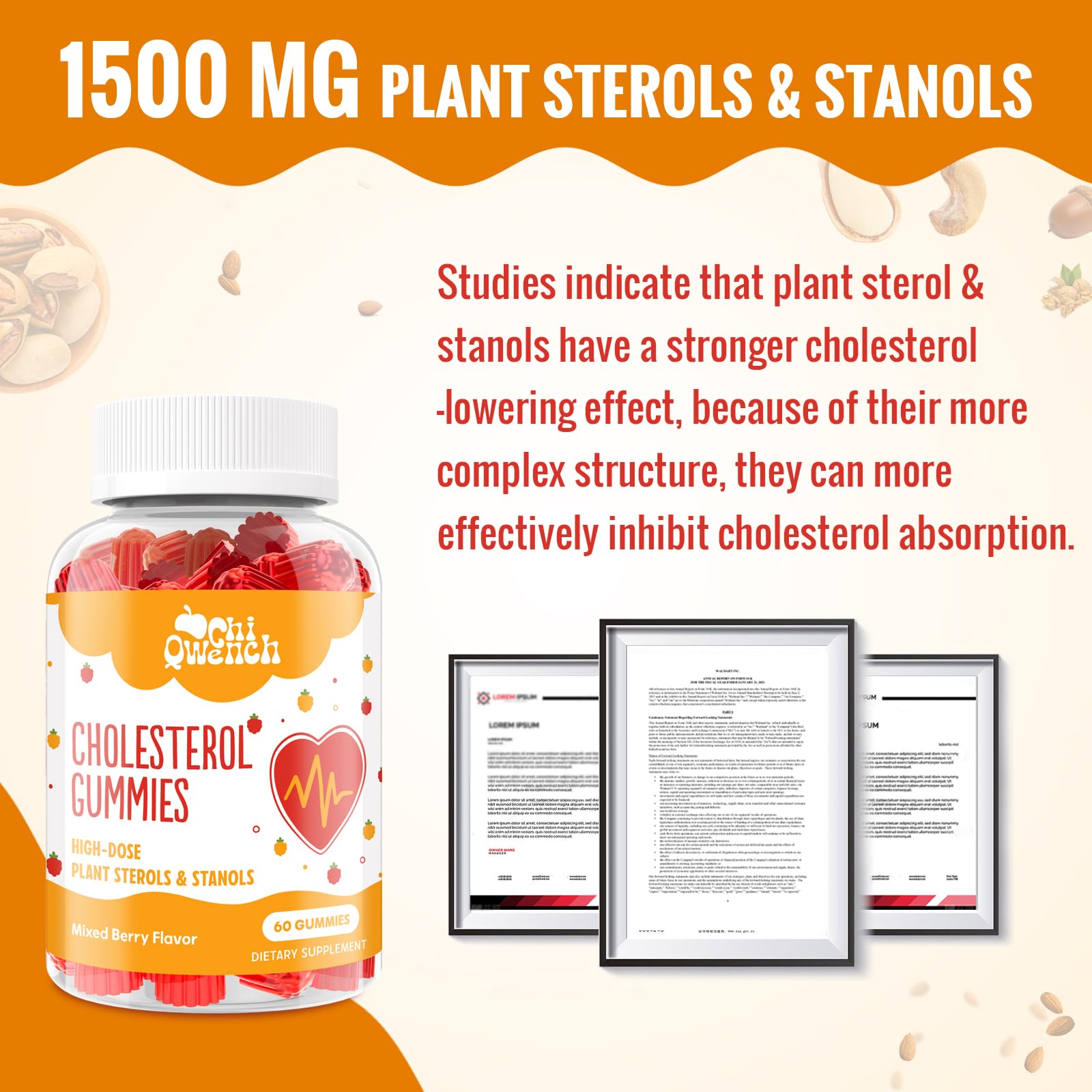 On-the-go cholesterol support gummies without water