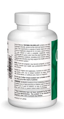 Chlorella green superfood tablets showing 200 mg per serving