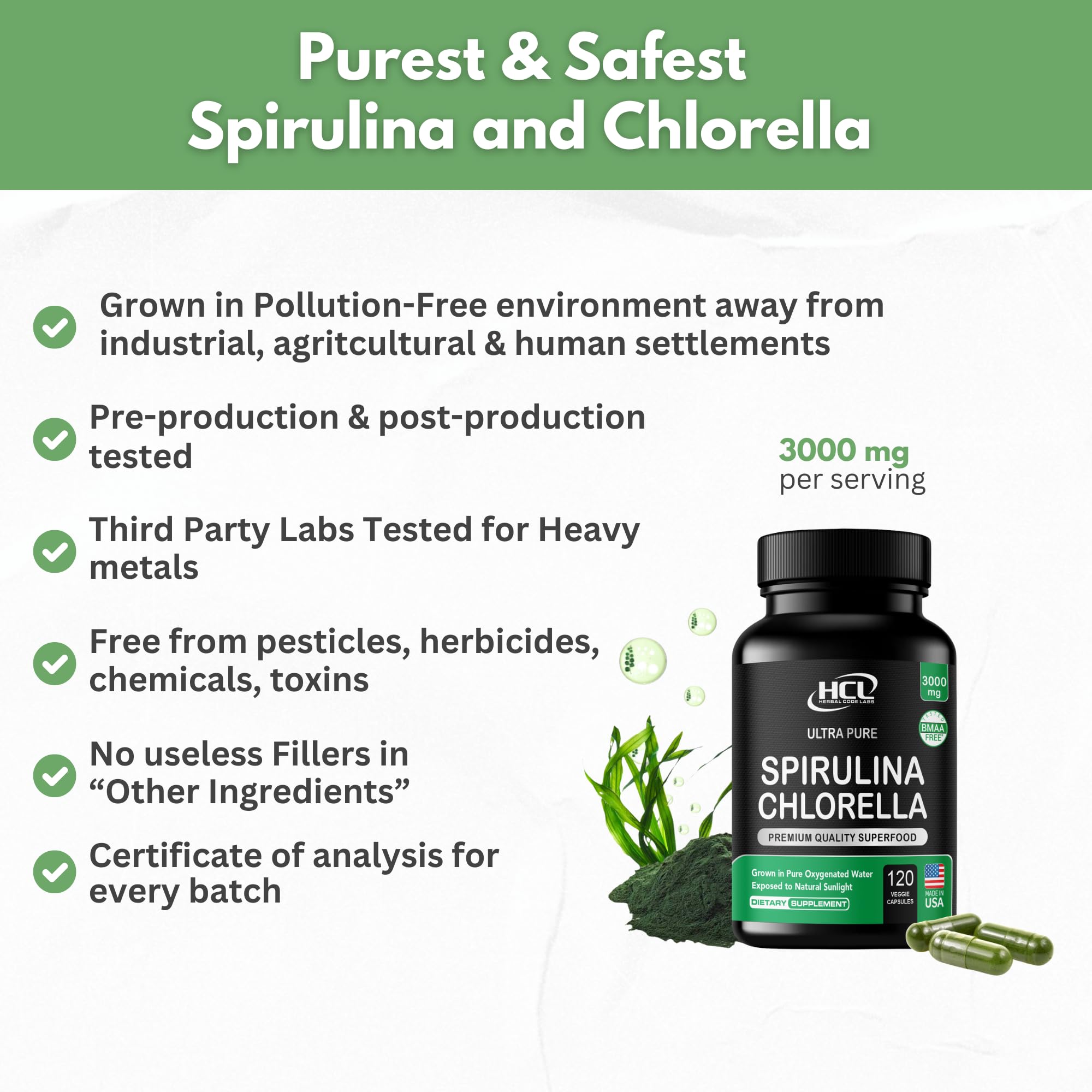 Chlorella spirulina bottle label