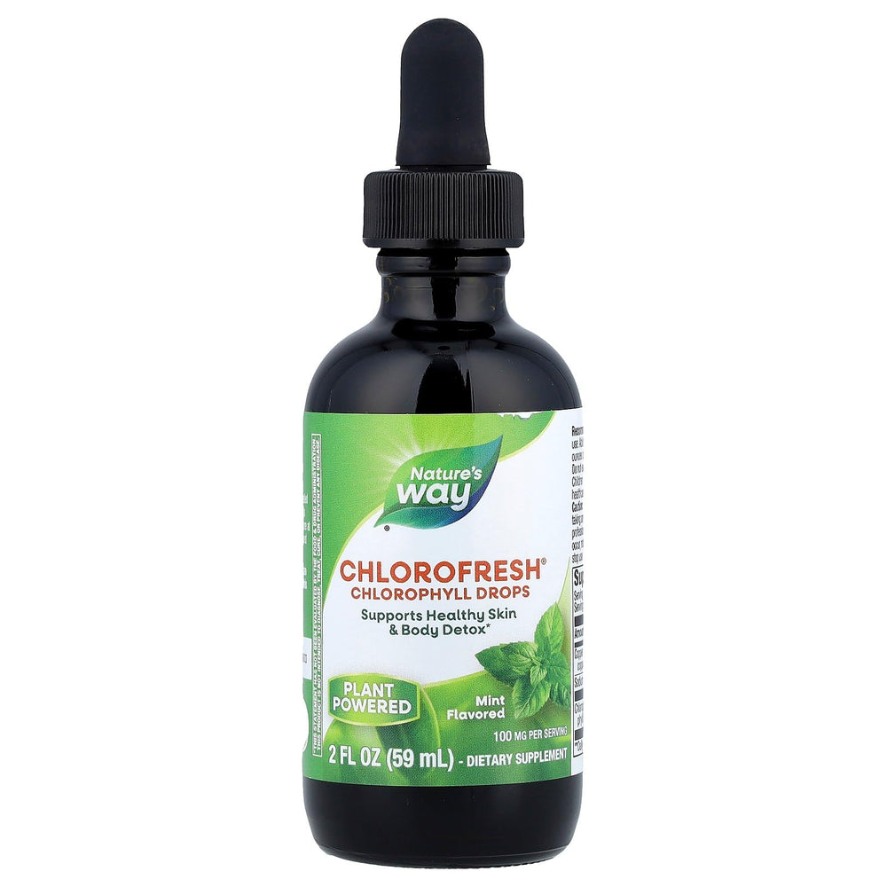 Dropper releasing Chlorofresh drops into a glass of liquid