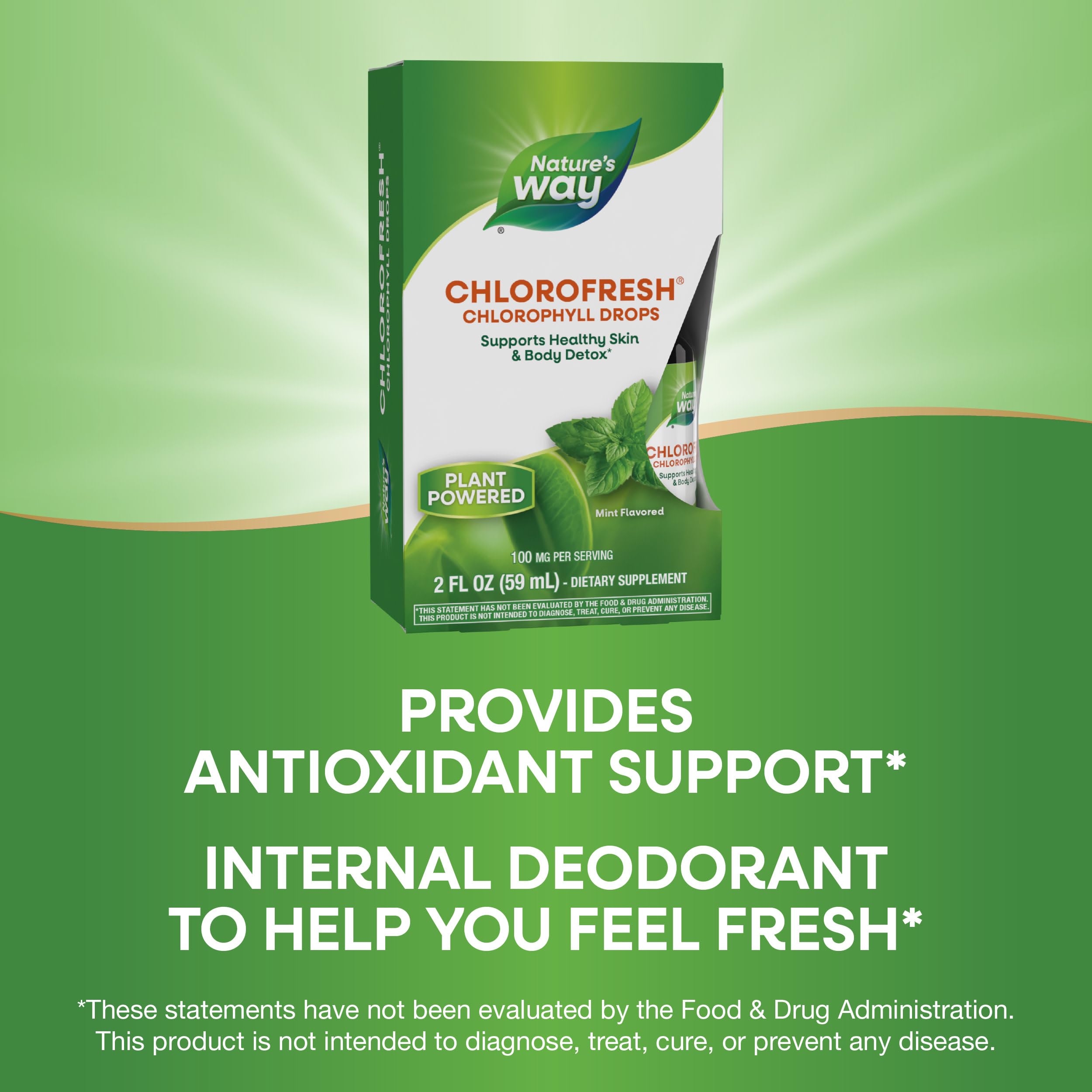Chlorofresh ingredients and gluten-free claim on packaging