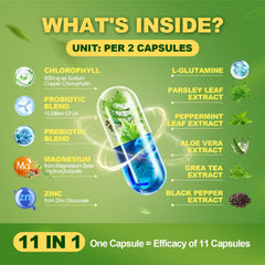 Chlorophyll capsules close up