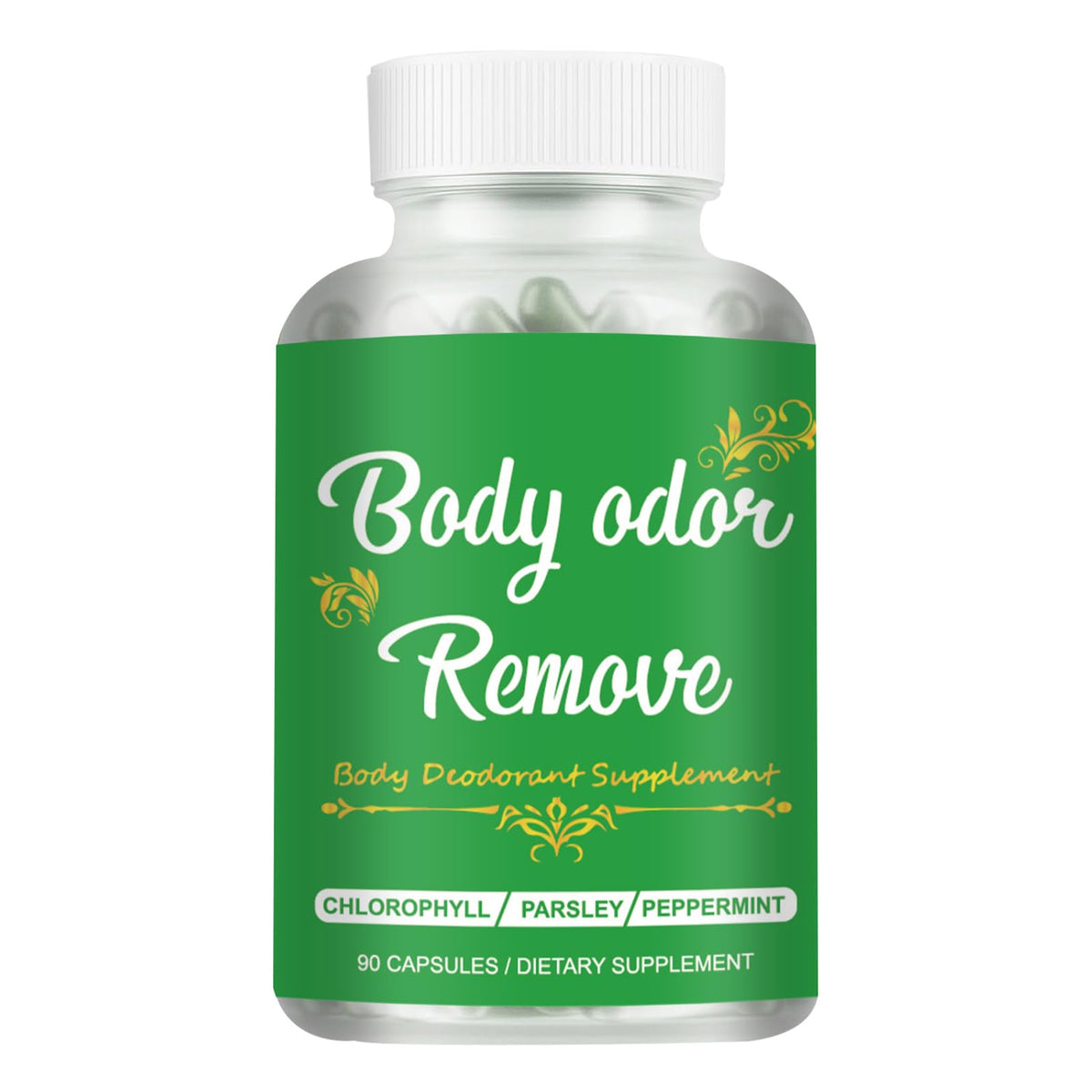 Bottle of chlorophyll deodorizing capsules