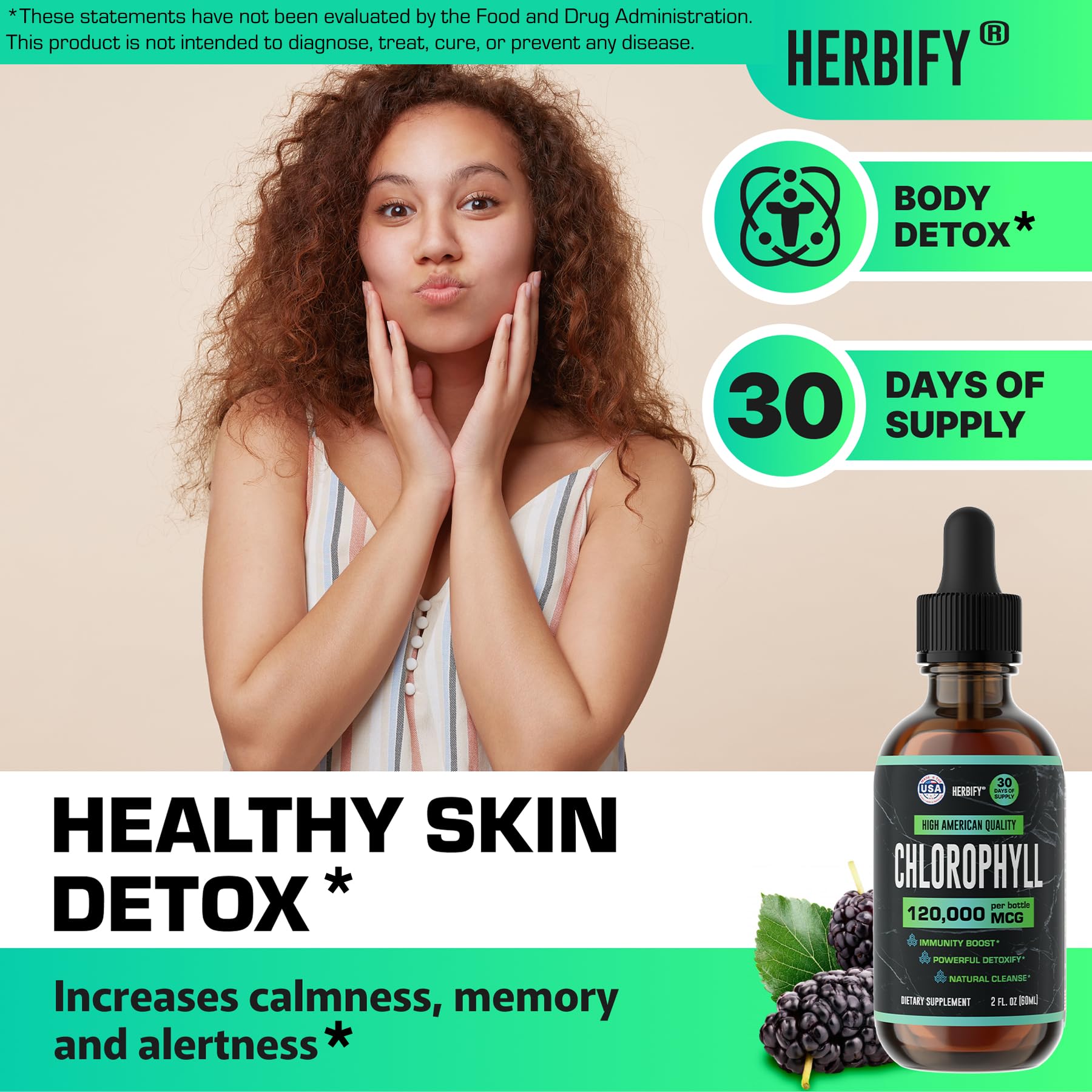 Chlorophyll drops promoting energy boost