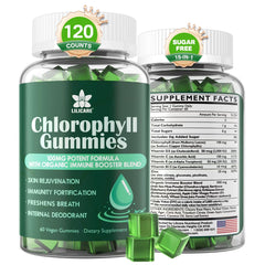 Chlorophyll Gummies bottle with green branding