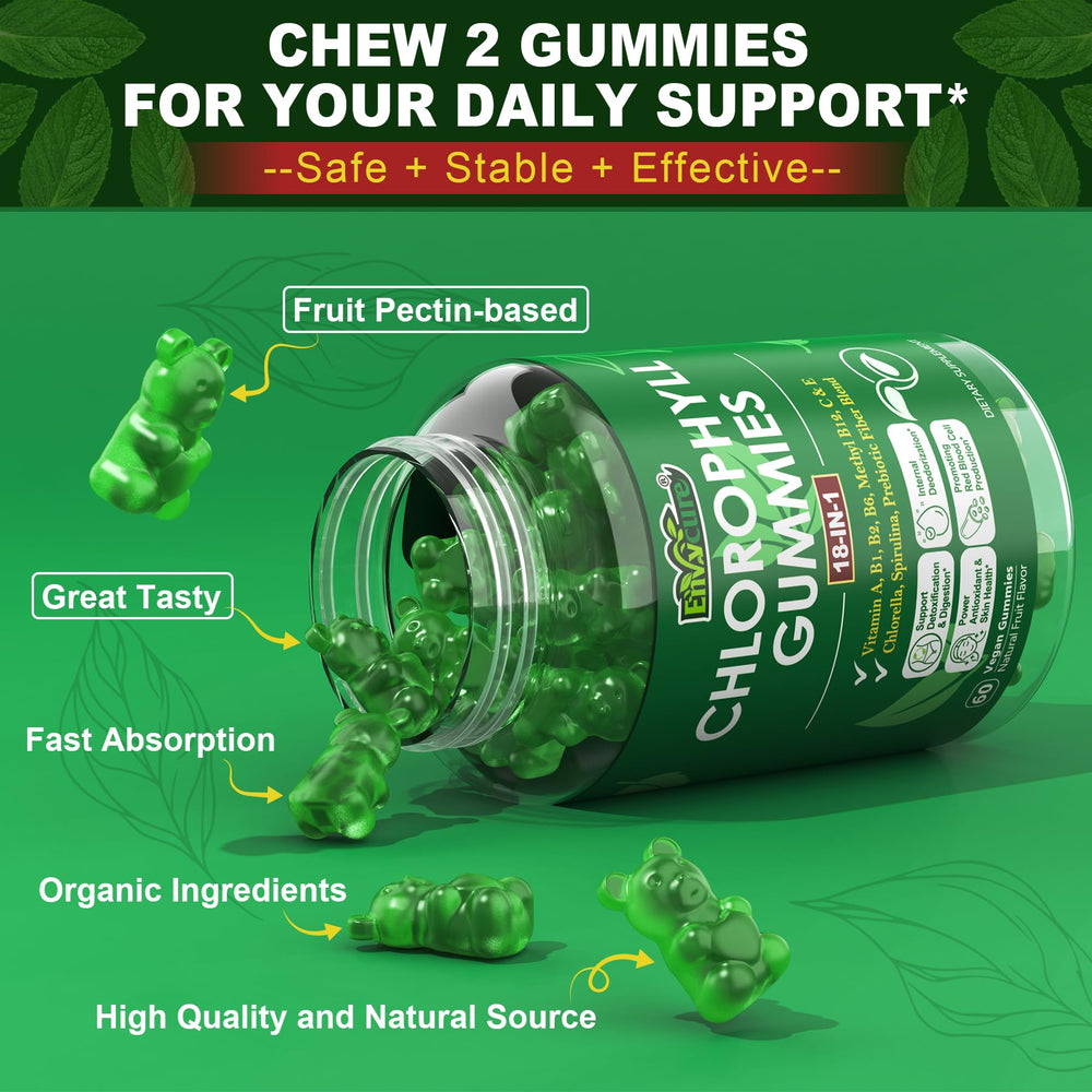 Pack close-up shot of Chlorophyll Gummies 18-IN-1