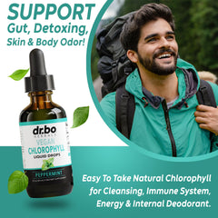 Mint-flavored liquid chlorophyll drops close-up
