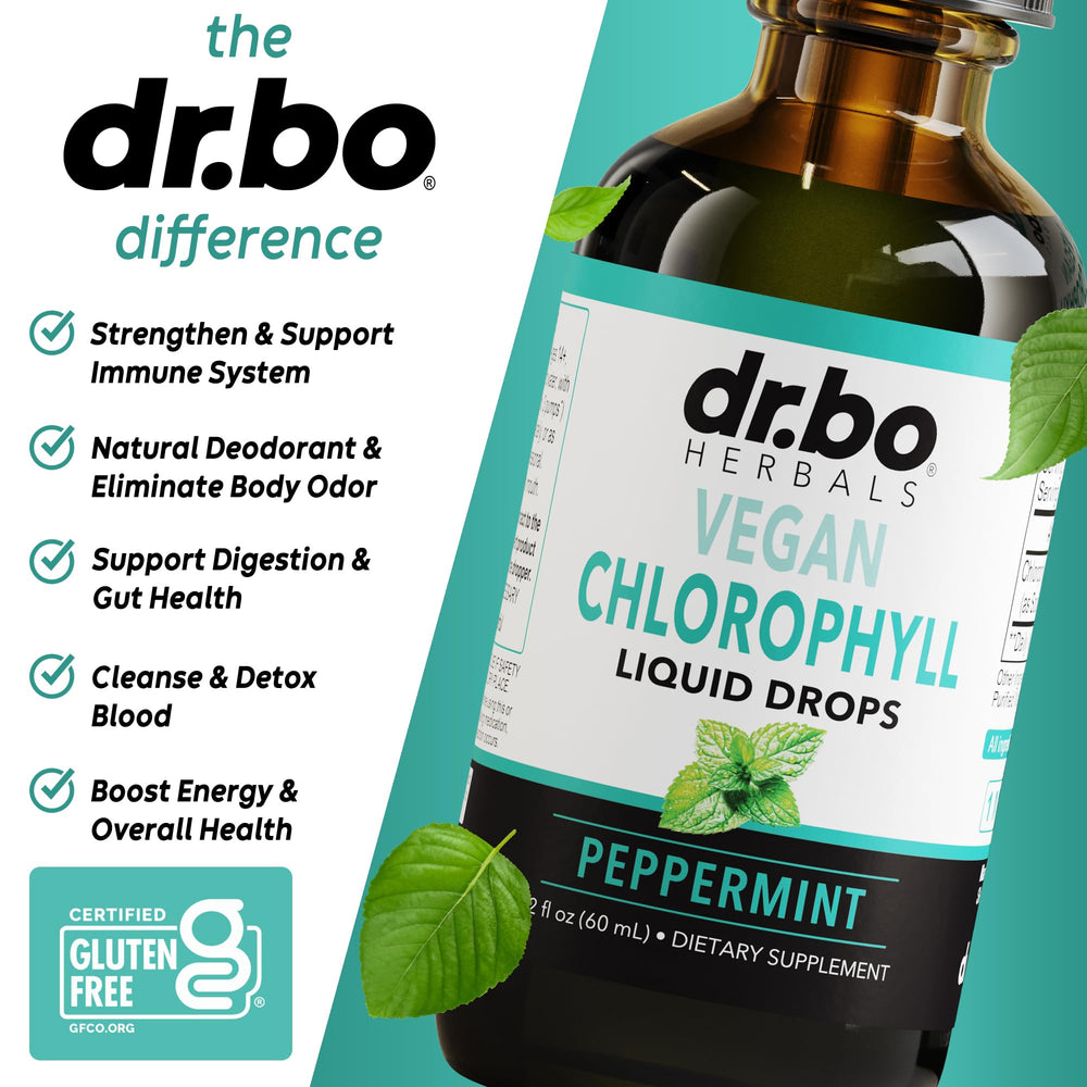 Healthy lifestyle image featuring vegan chlorophyll liquid drops