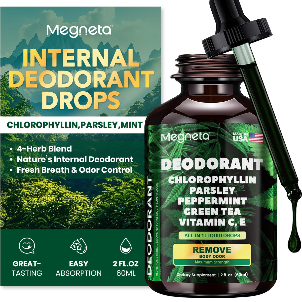 Hero image of Chlorophyll Liquid Drops bottle with dropper