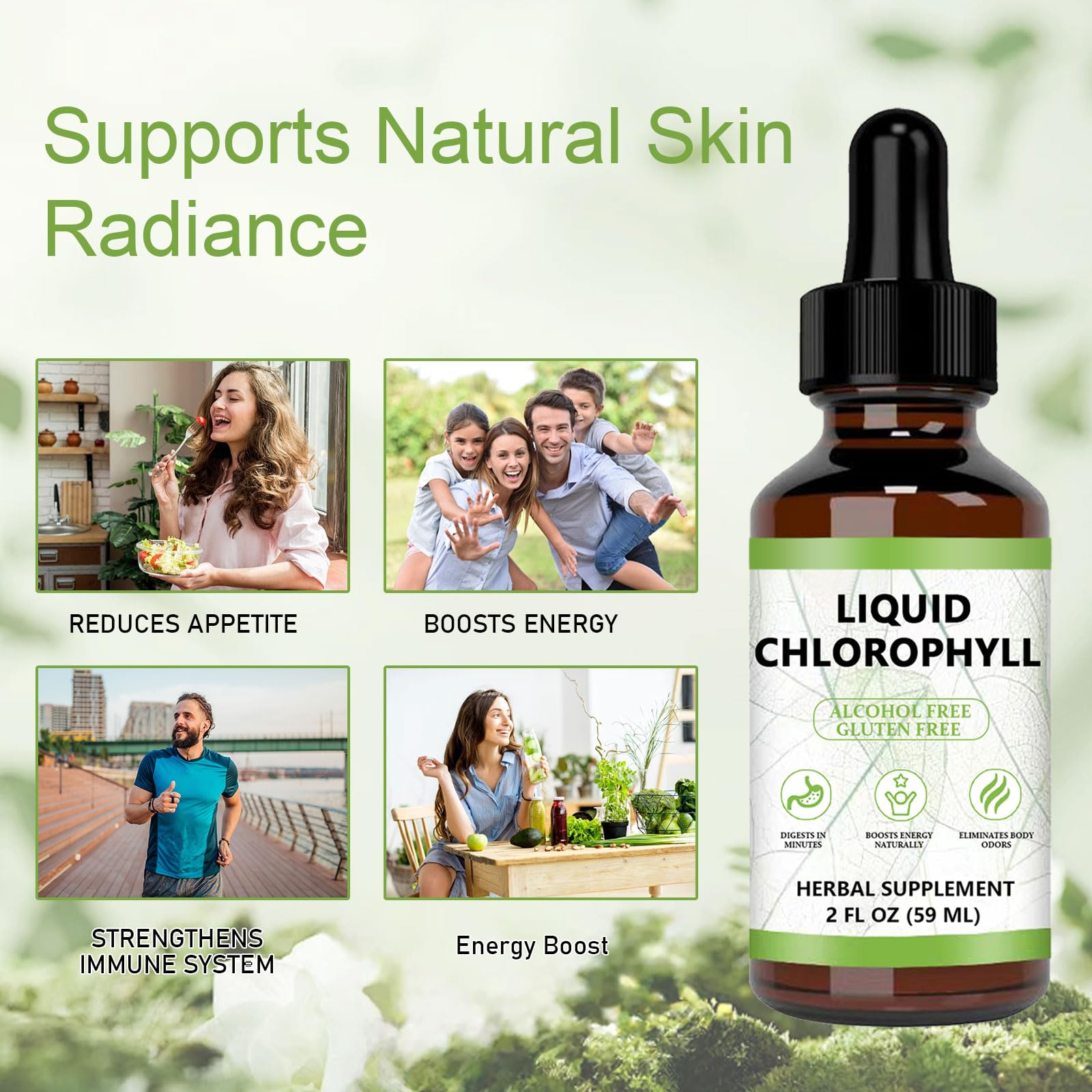 Close-up of Chlorophyll Drops bottle label