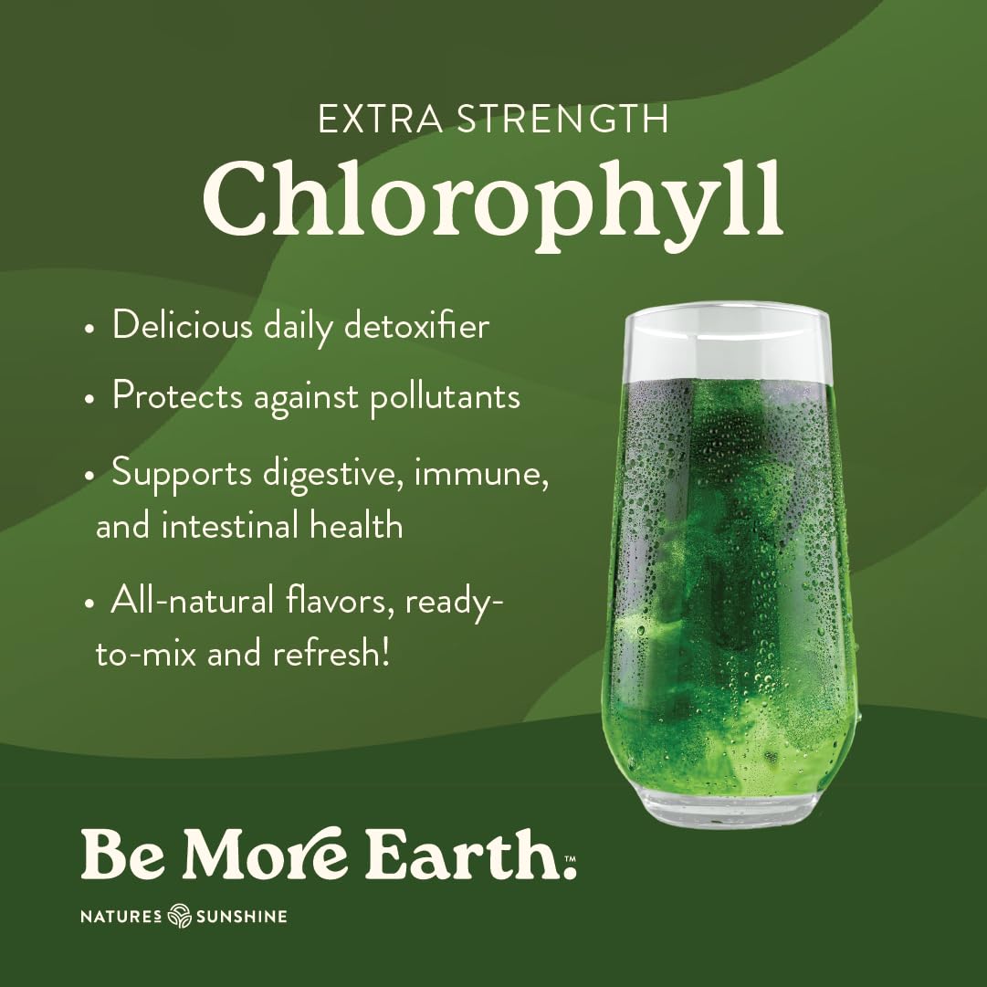 Open chlorophyll stick pack being mixed into a glass of water