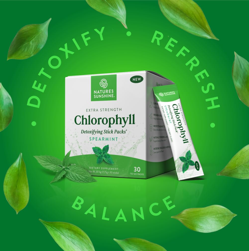 Chlorophyll sticks concept image emphasizing prebiotic fiber and antioxidants