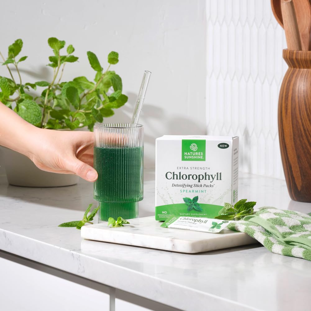 Spearmint aroma close-up on chlorophyll sticks