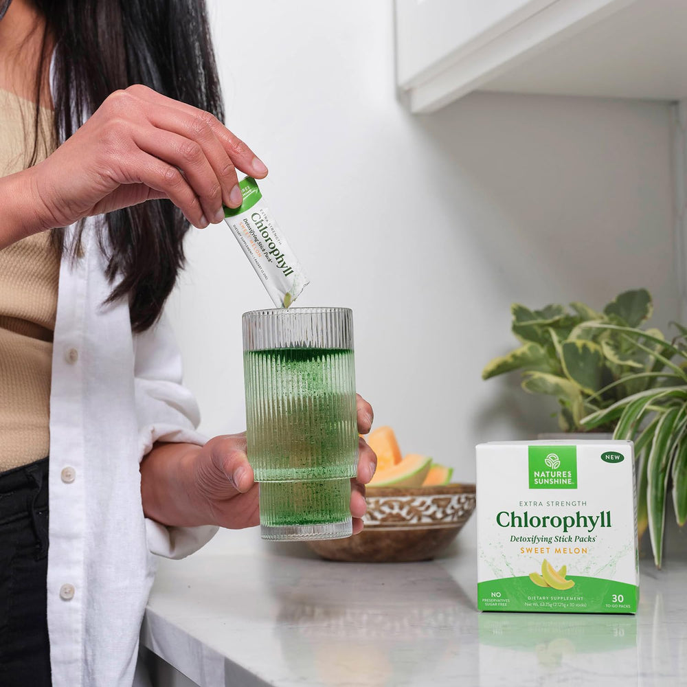 Sweet melon chlorophyll sticks ready to mix with water