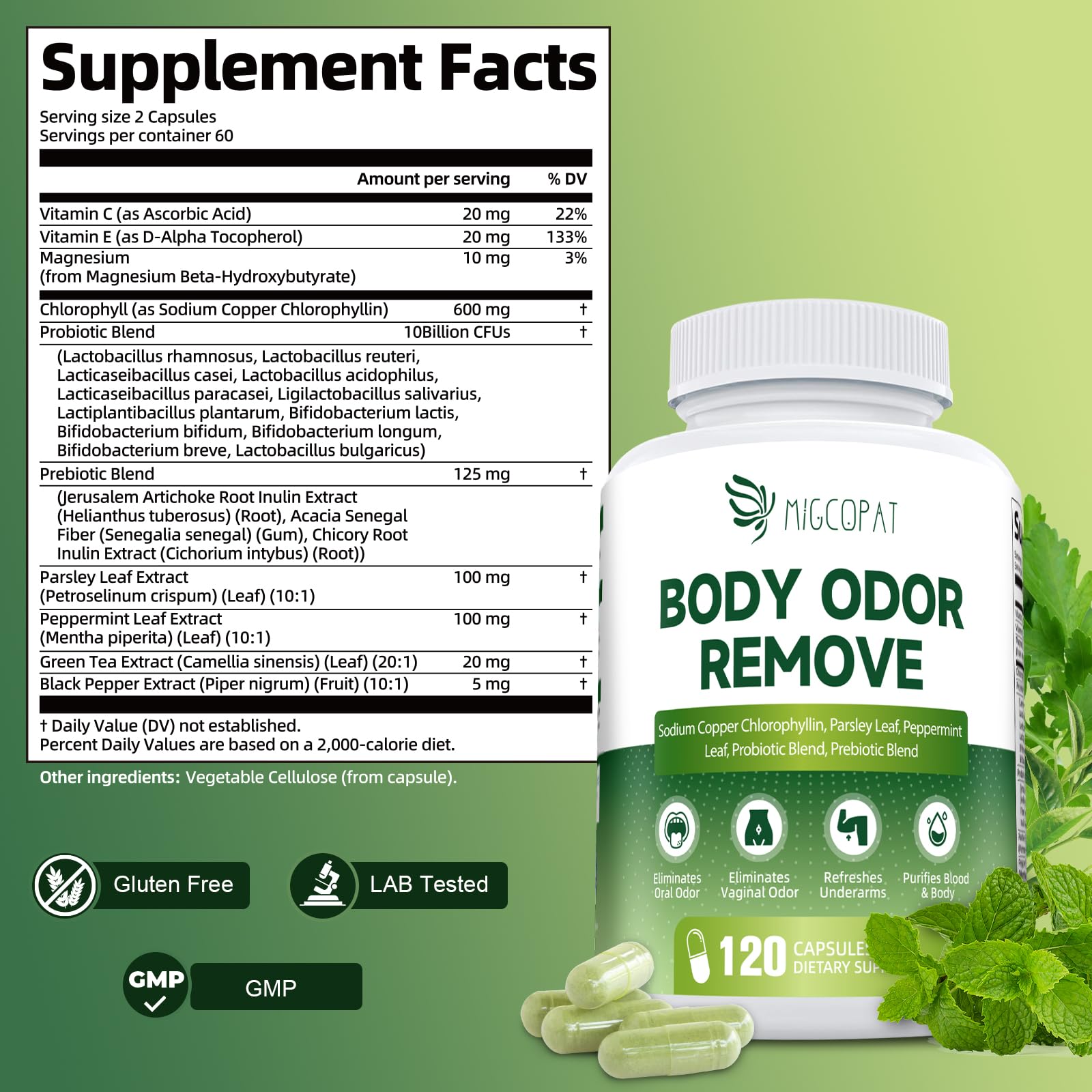 Gluten-free vegan plant-based supplement label