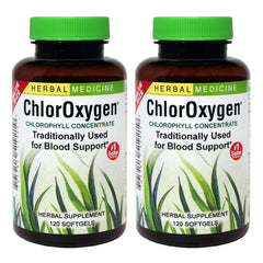 ChlorOxygen Chlorophyll Concentrate bottle front view - 120 softgels, 2-pack
