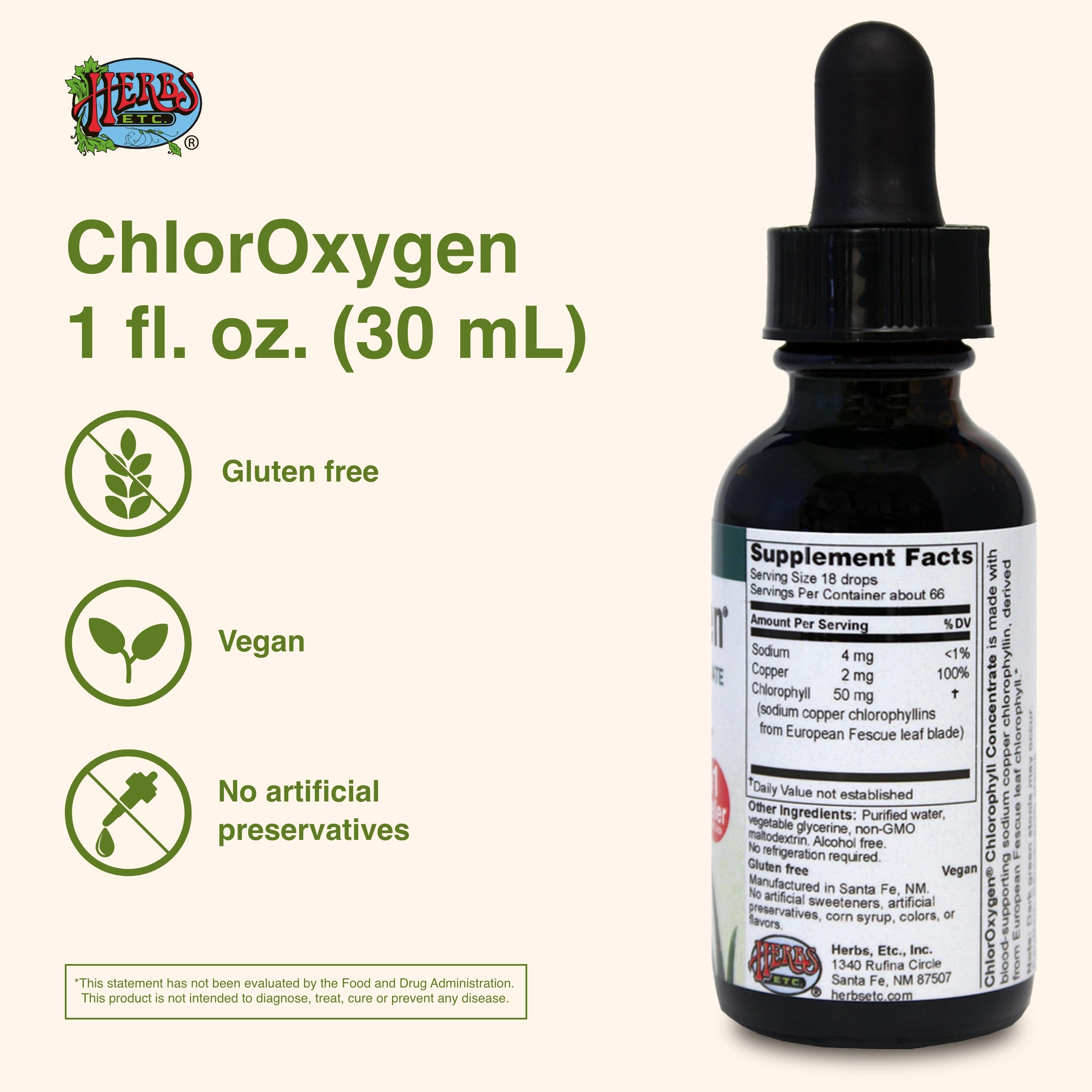 Close-up of ChlorOxygen Chlorophyll label